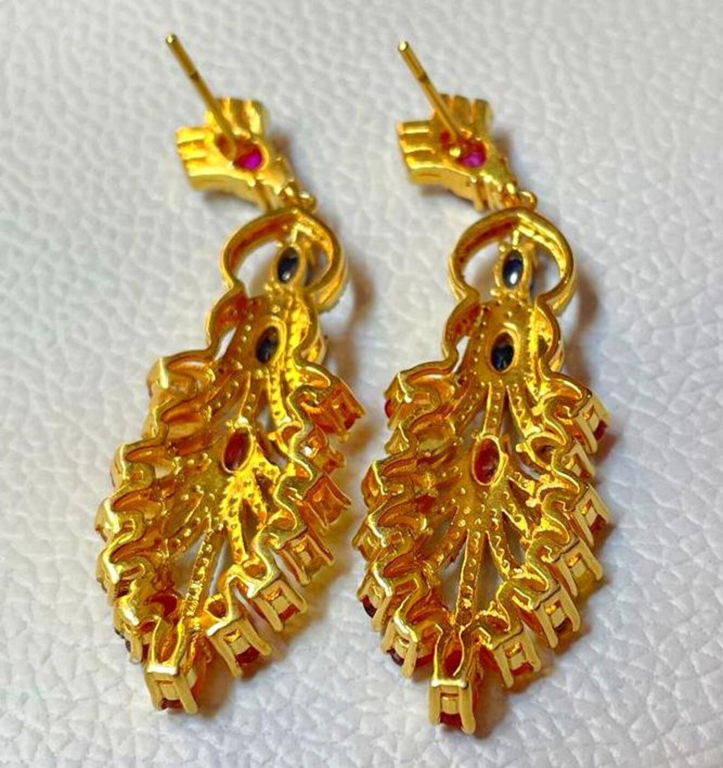 Aros Diamante pavé natural Piedra Preciosa Rubí Citrino Zafiro