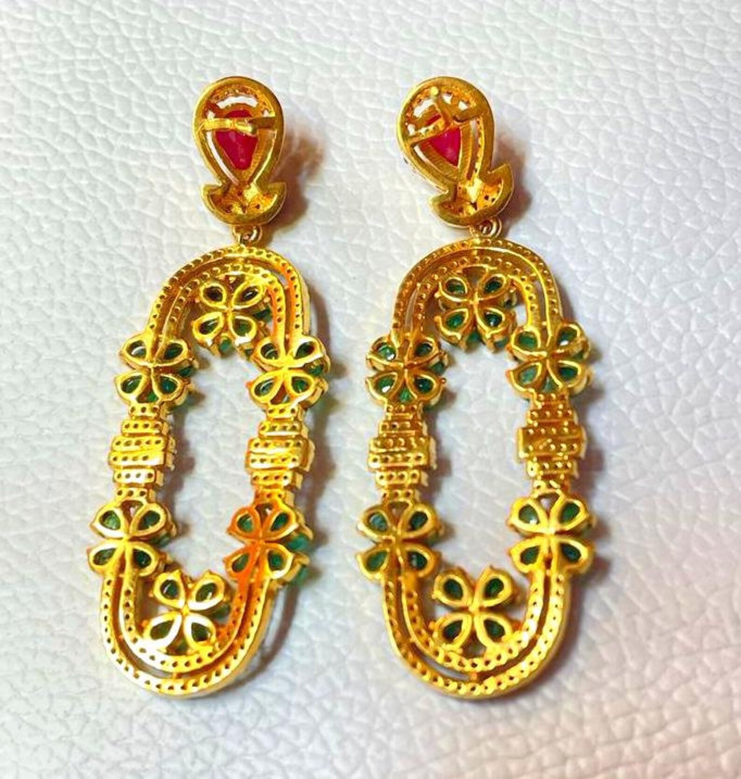 Aros Diamante pavé natural Piedra Preciosa Esmeralda Rubí Plata 925 chapado oro 18k Naula