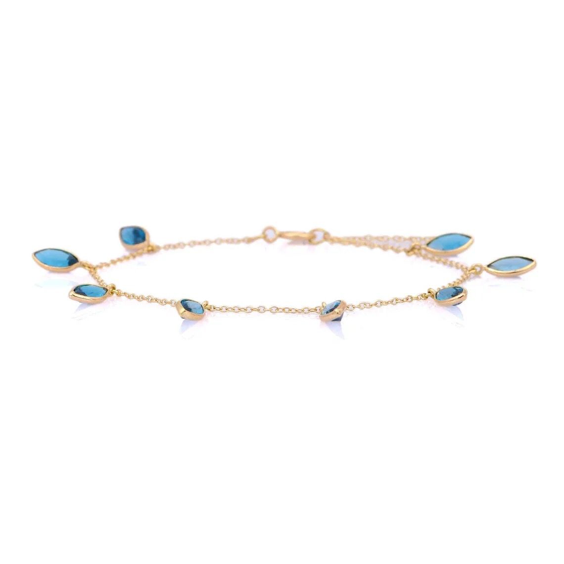 Topacio Azul pulsera Magdalena Oro