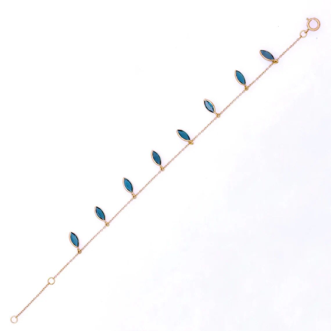 Topacio Azul pulsera Magdalena Oro