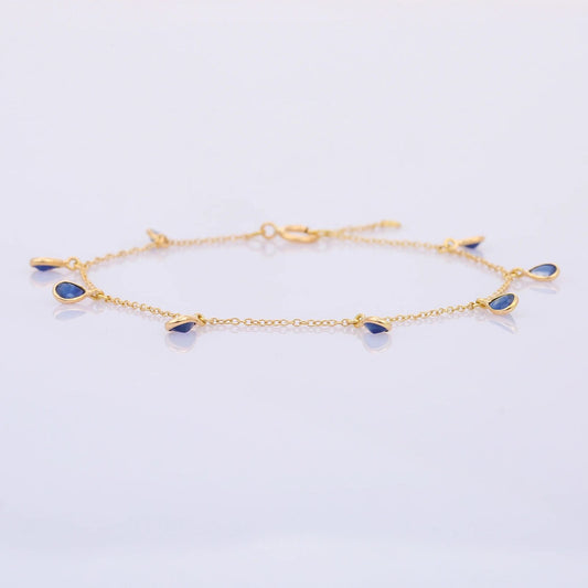 Zafiro azul pulsera Congue Oro