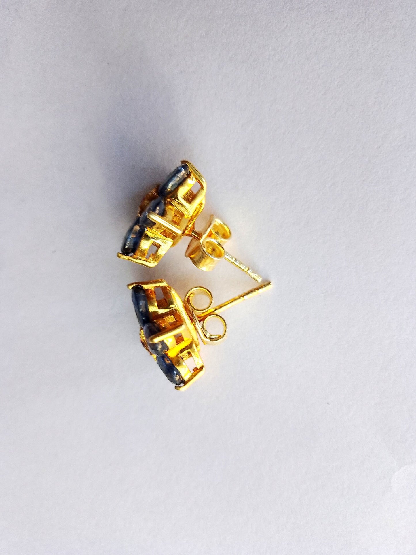 Aros Piedra Preciosa Rubí Zafiro azul Plata 925 chapado oro 18k Kang