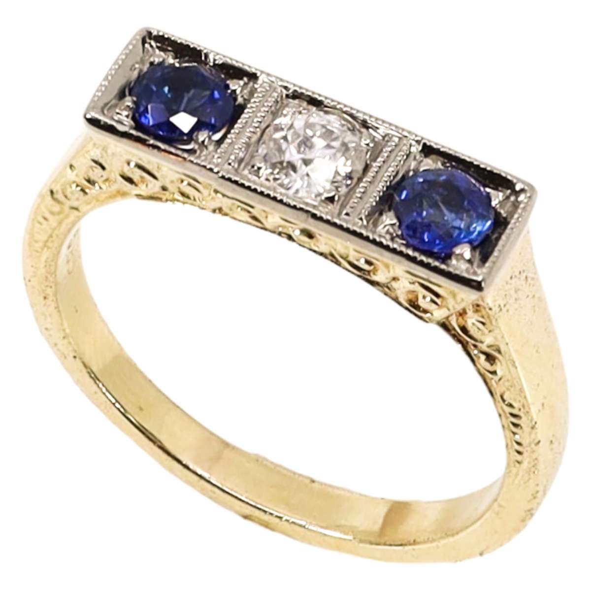 Zafiro azul y Diamante Vintage Art Cabrera