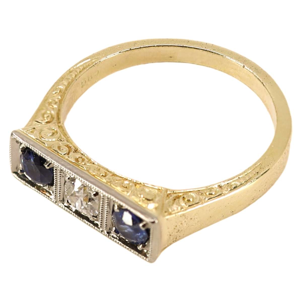 Zafiro azul y Diamante Vintage Art Cabrera